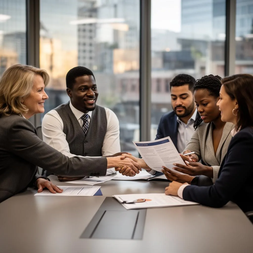 Professionals meeting to discuss a partnership
